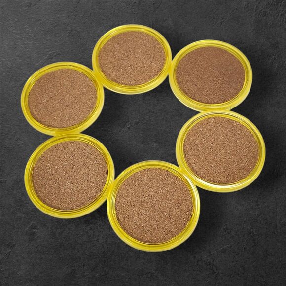 Vintage Yellow Acrylic Coasters Set of 6 Cork Lined Retro Mod Barware Drink - Picture 2 of 5